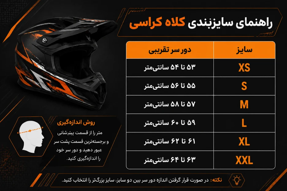 راهنمای سایزبندی کلاه کراسی